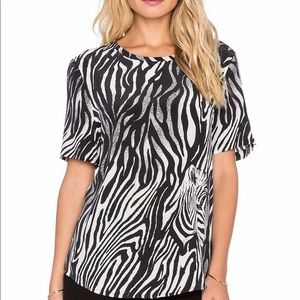 Equipment Riley Zebra Print Silk T-shirt XS